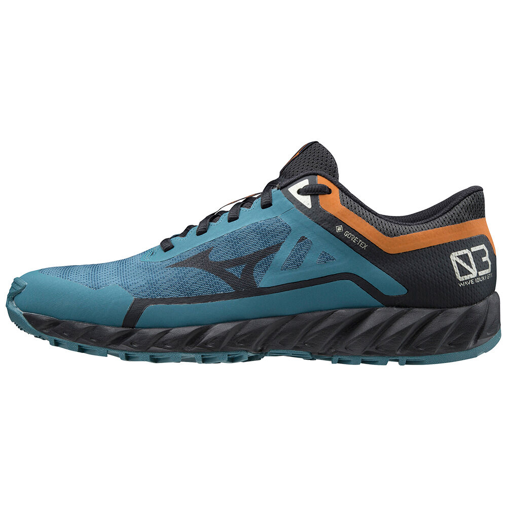 Mizuno Wave Ibuki 3 GTX - Erkek Trail Koşu Ayakkabısı - Mavi/Turuncu Türkiye (MGFDJL-041)